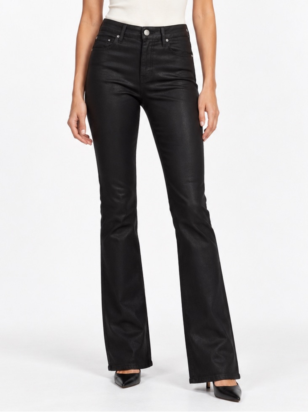 FRAME Le Mini Boot Noir Coated Black Jeans (Size 28)